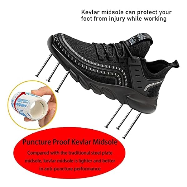 Veiligheidsschoenen Heren Dames,Veiligheidsschoenen Met Stalen Cap Beschermt De Voeten Tegen Vallende Of Rollende Voorwerpen,black▁48